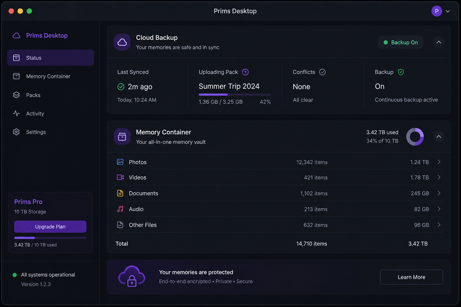Cloud backup sync status
